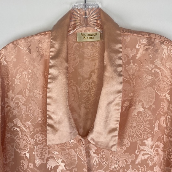 Vintage Victoria’s Secret Gold Label Pink Button Up Sleep Shirt Medium - Picture 2 of 6